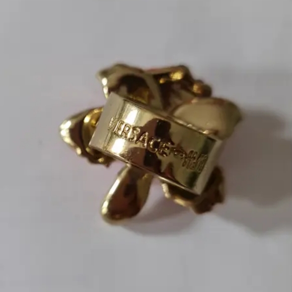 Versace × H&M Collab Rare Red Flower w crystals Fashion Statement Ring sz L - Picture 13 of 14